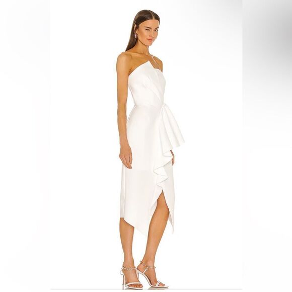 Elliatt Reception Dress white ivory midi asymmetrical wedding party Revolve M - Picture 2 of 11